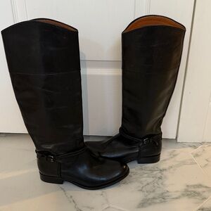Frye Melissa Black Leather Riding Boots 6